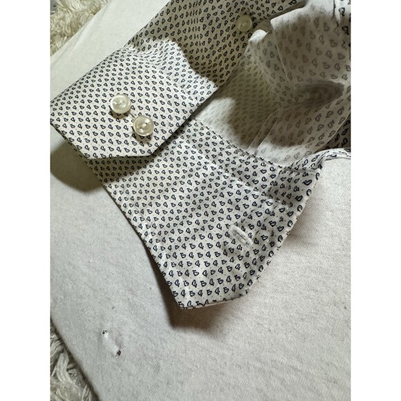 Eton Shirt Mens 17.5 44 White “Whales” Check Contemporary Dress Button Up Work - Picture 4 of 9